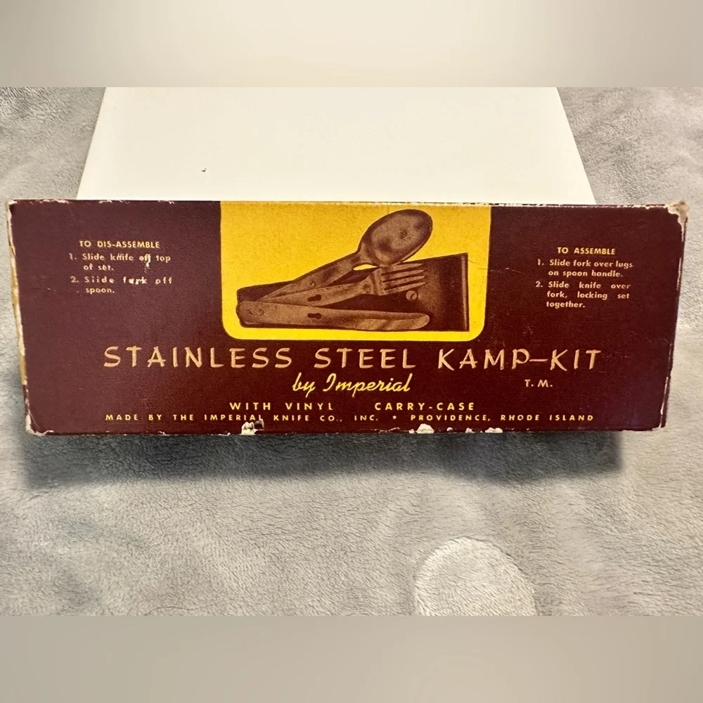 Vintage Stainless Steel Kamp-Kit With Vinyl Carry Case and‎ box, Collectible